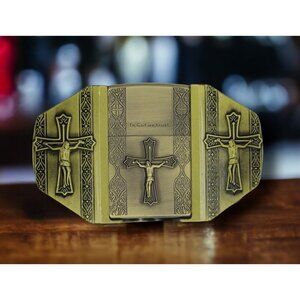 Triple Cross Lighter Holder Belt Buckle -  Bronze Metal Belt Buckle